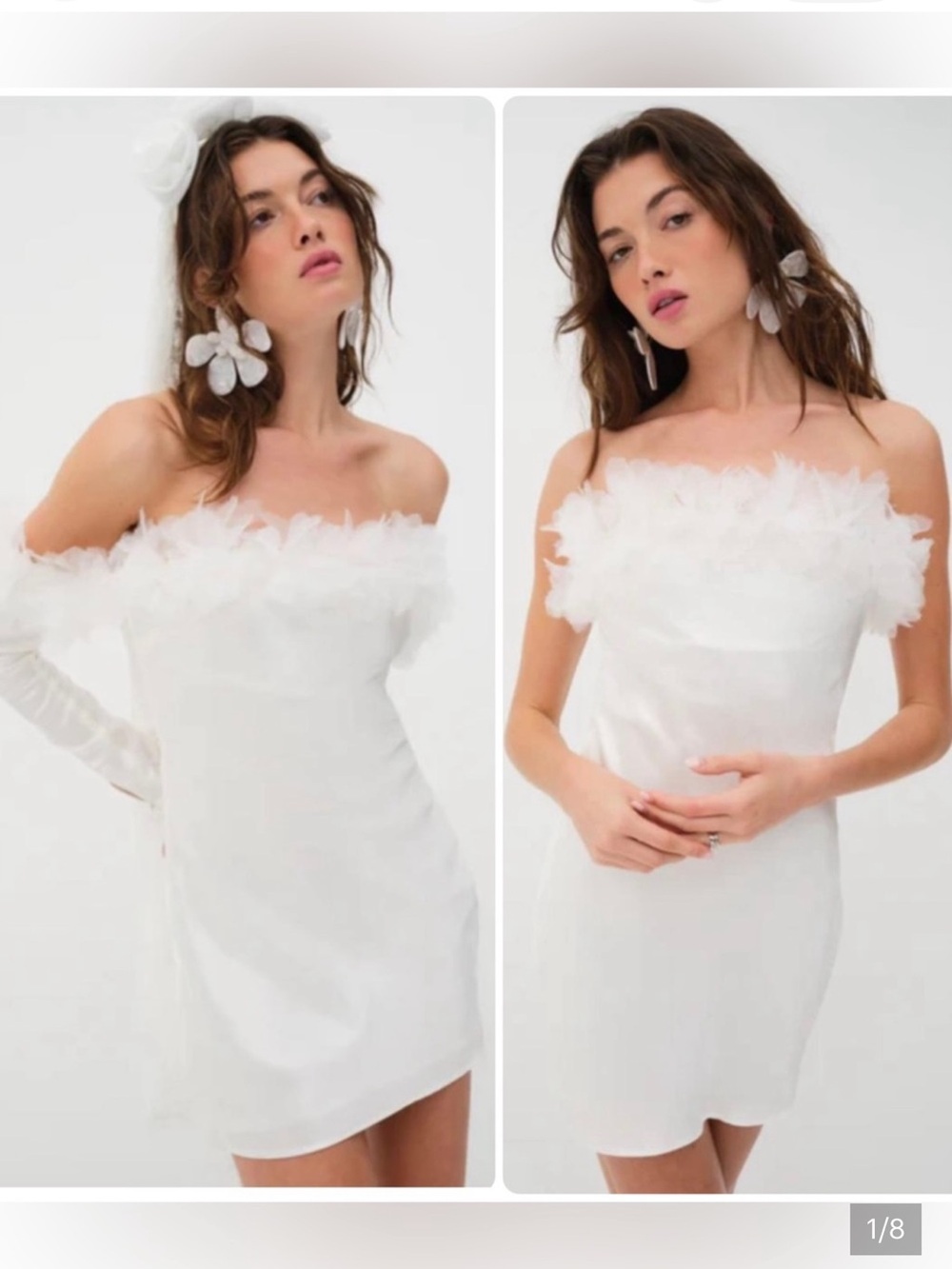 New For Love & Lemons Bridal White Satin Mila Mini Dress Medium